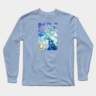 Paint pour blue, yellow ocean vibes Long Sleeve T-Shirt